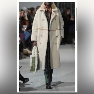 STAND STUDIO
Morgan double-breasted paneled faux shearling coat